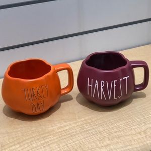 Rae Dunn fall harvest and turkey day pumpkin mugs